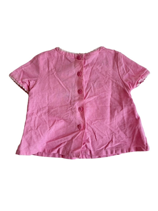 Vintage pink sommerbluse m. broderi str. 6-9 mdr.
