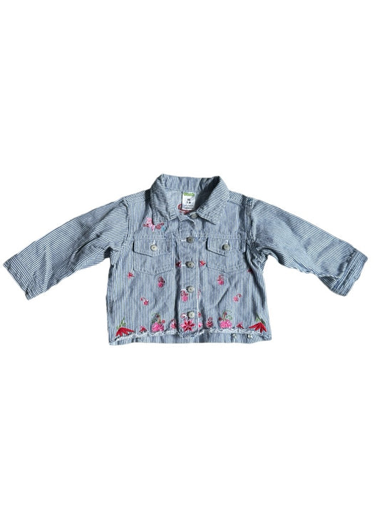 Denimjakke m. broderier str. 80